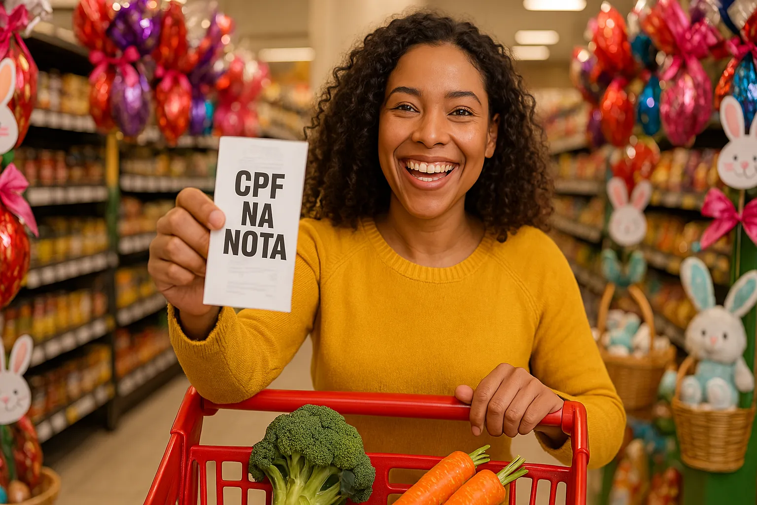 Comunicado de Páscoa para brasileiros que informam o CPF ao comprar em mercados