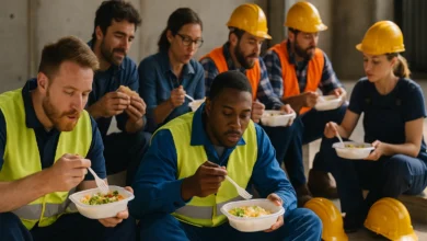 FIM do período de 1h de almoço com nova lei trabalhista em vigor e trabalhadores registrados pulam de alegria