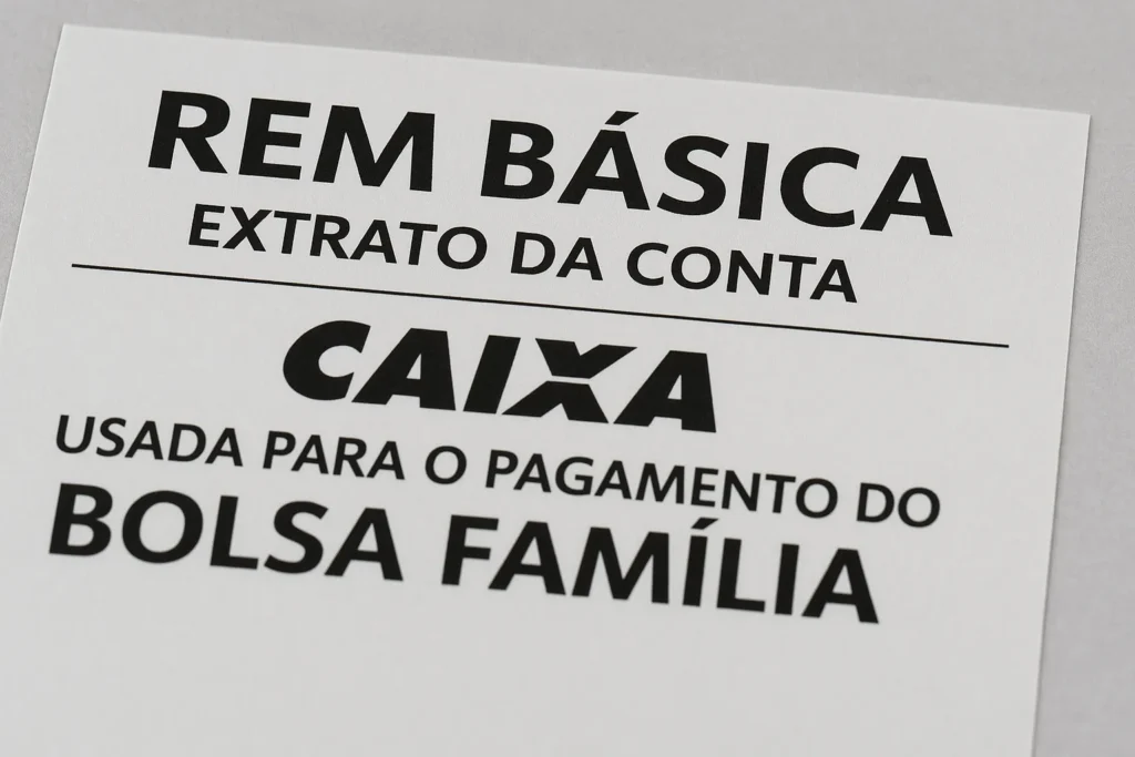 3. REM BÁSICA no extrato da Poupança Social Digital (Caixa Tem). Mensagem pode aparecer para beneficiários do Bolsa Família