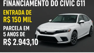 Financiamento do Civic G11: descubra o valor da parcela com entrada de R$ 150 mil e prazo de 5 anos