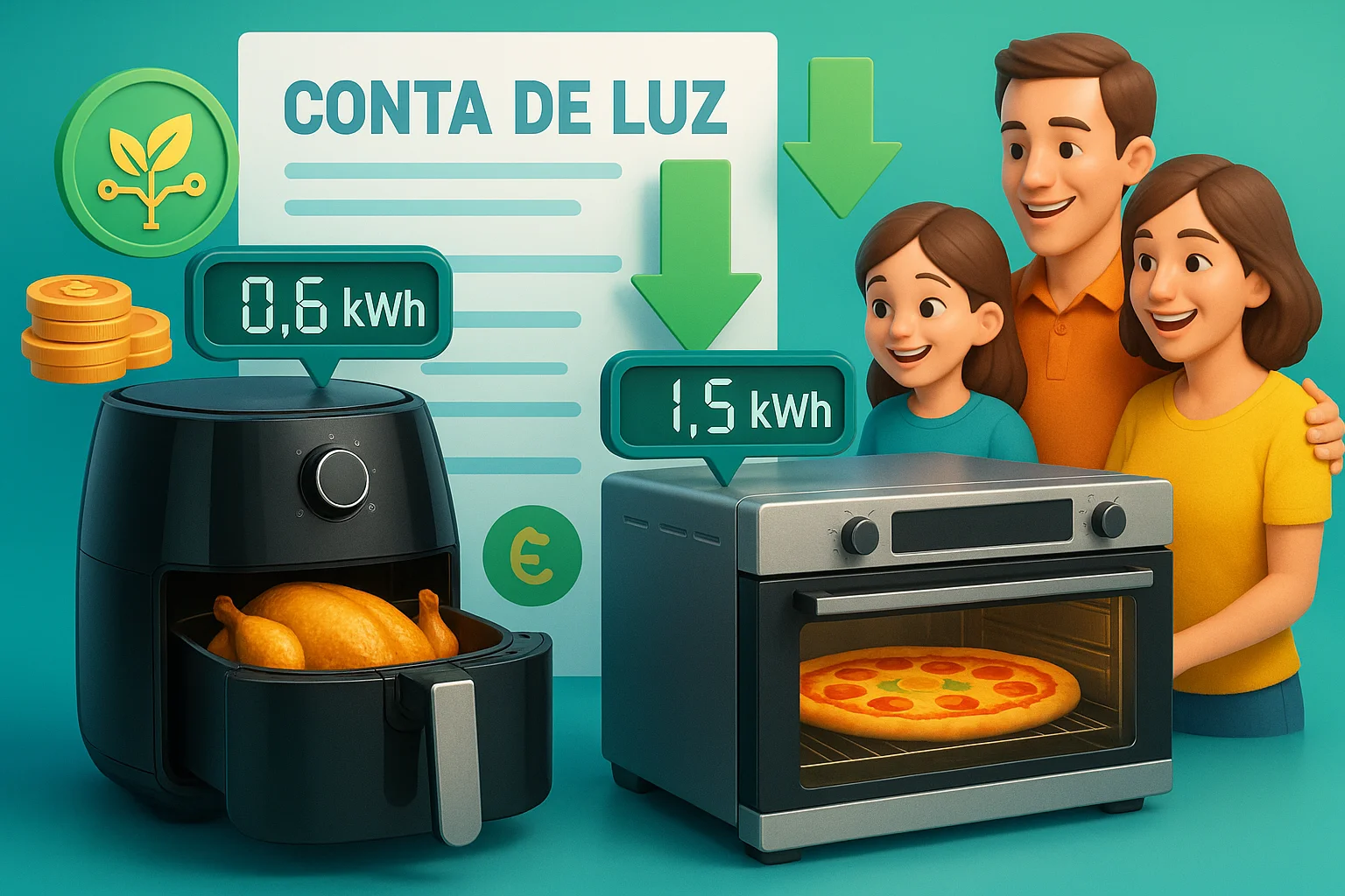 Quer economizar na cozinha? Veja quem gasta menos: airfryer ou forno elétrico e descubra como isso impacta sua conta de luz