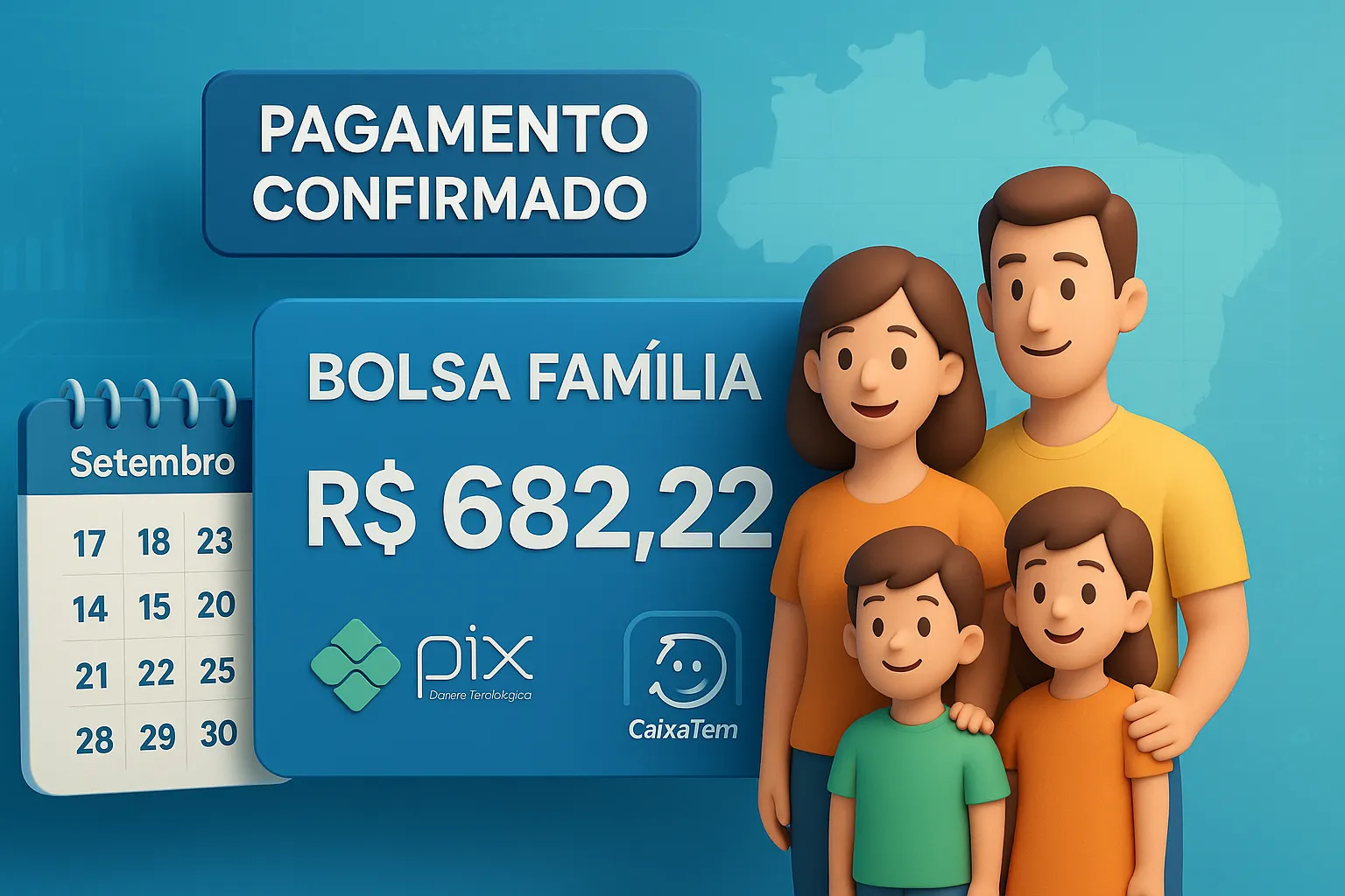 Bolsa Família confirma pagamento de R$682,22 para 124.736 famílias até 30 de setembro