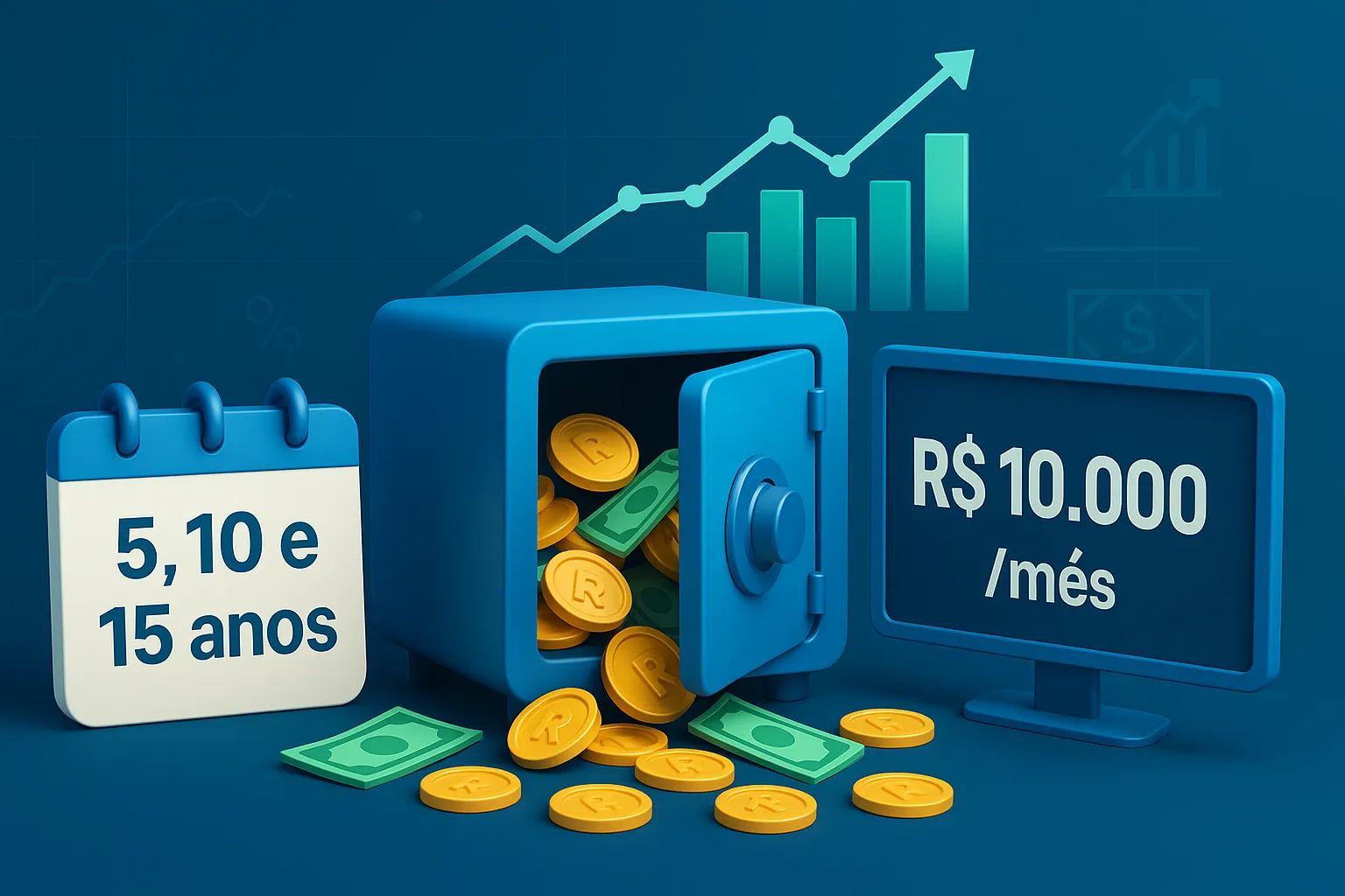 Quer receber R$ 10 mil por mês na aposentadoria? Veja quanto investir em 5, 10 ou 15 anos e descubra se você está no caminho certo