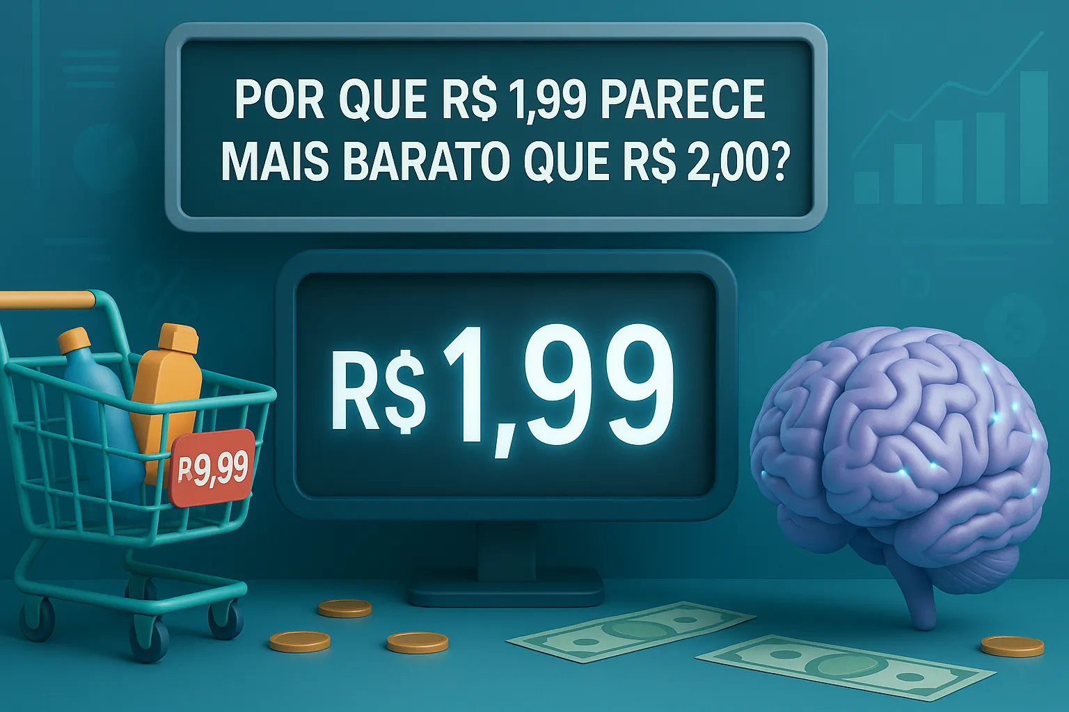 Descubra por que produtos têm preços como R$ 1,99 e não R$ 2,00. Entenda a psicologia por trás dos valores “quebrados” e como isso influencia suas compras de forma curiosa e divertida.
