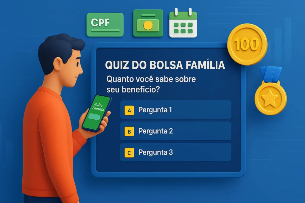 Quiz educativo sobre o Bolsa Família. 