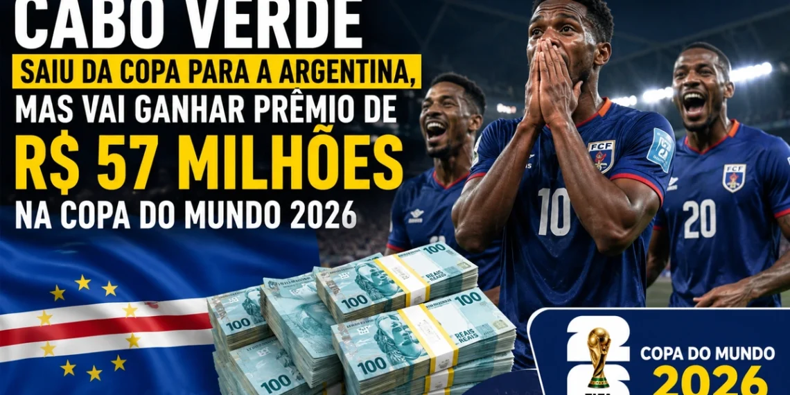 Jogadores da seleção de Cabo Verde em campo após a eliminação para a Argentina, com destaque para a premiação de R$ 57 milhões conquistada pela campanha na Copa do Mundo de 2026.