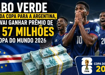 Jogadores da seleção de Cabo Verde em campo após a eliminação para a Argentina, com destaque para a premiação de R$ 57 milhões conquistada pela campanha na Copa do Mundo de 2026.