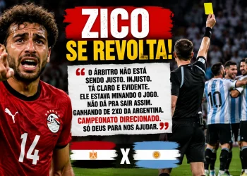 Zico se revolta com arbitragem em Egito x Argentina e dispara ao vivo: “Campeonato direcionado”