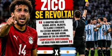 Zico se revolta com arbitragem em Egito x Argentina e dispara ao vivo: “Campeonato direcionado”