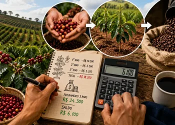 Ele teve quase R$ 25 mil em faturamento, 3 anos de espera e apenas R$ 6,1 mil de saldo antes da mão de obra: a conta real de uma lavoura com 1.500 pés de café e quando o lucro finalmente começa a aparecer