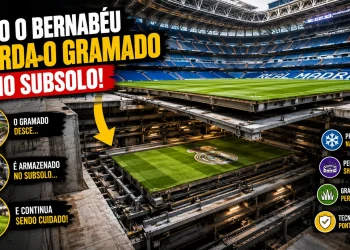 Vídeo impressiona ao revelar como o Santiago Bernabéu guarda todo o gramado no subsolo; entenda a tecnologia