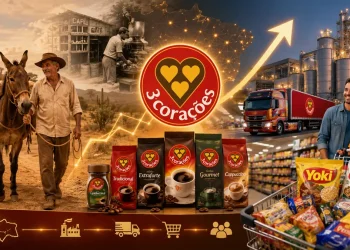 Imagem ilustrativa da trajetória da Três Corações, mostrando sua origem no sertão do Rio Grande do Norte e a expansão para um dos maiores grupos de alimentos do Brasil após a aquisição das marcas Yoki e Kitano.