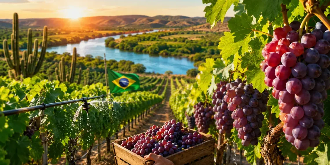 Vale do São Francisco transforma a Caatinga em um dos maiores polos de produção de frutas do mundo com irrigação, tecnologia da Embrapa e cultivo de uvas durante todo o ano.