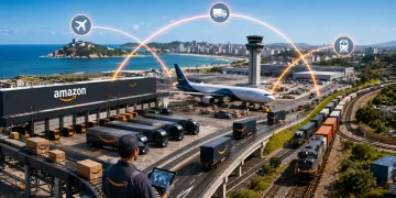 Com investimento superior a R$ 1 bilhão, Amazon planeja transformar cidade brasileira em um dos maiores centros de distribuição da América Latina, integrando aeroporto, rodovias e ferrovias.
