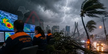 Governo monta gabinete de crise após avanço de ciclone bomba rumo a São Paulo, prevê ventos de até 100 km/h, mobiliza concessionárias e reforça alerta para risco de queda de árvores, falta de energia e tempestades no estado