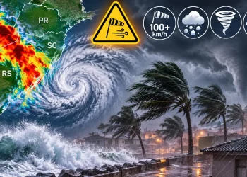 Ciclone bomba avança no Brasil com risco de ventos acima de 100 km/h, granizo, microexplosões e até tornados; meteorologistas alertam para tempestades severas e ressaca com ondas de até 4 metros